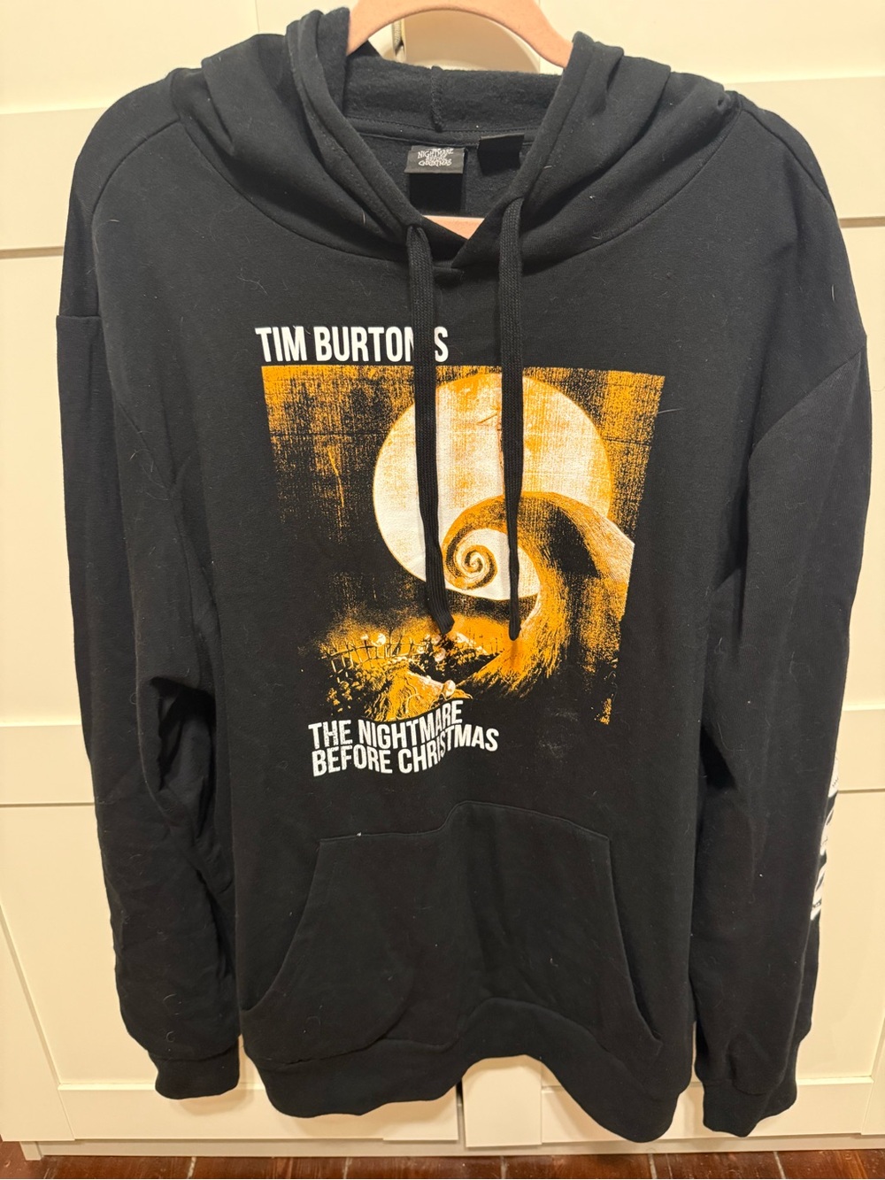 Disney The Nightmare Before Christmas Black Hoodie with Yellow Graphic - Men